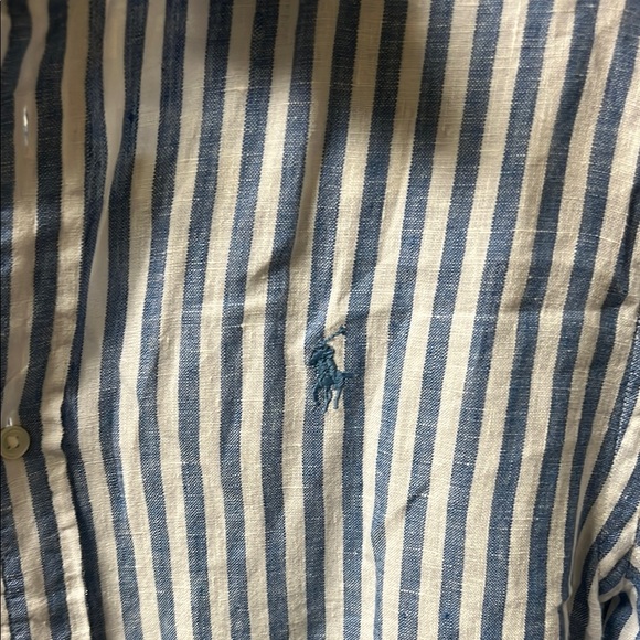 Polo by Ralph Lauren women’s Striped Shirt in Blue and White linen - Picture 3 of 7